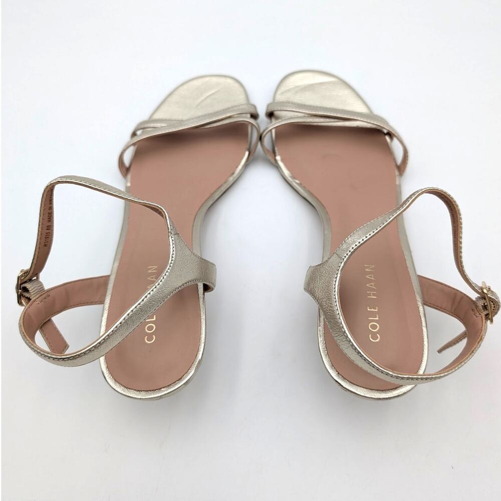 Cole Haan Leni Kitten Heel Sandals Women's Soft Gold Leather Size US8B EU38.5 - Picture 8 of 11